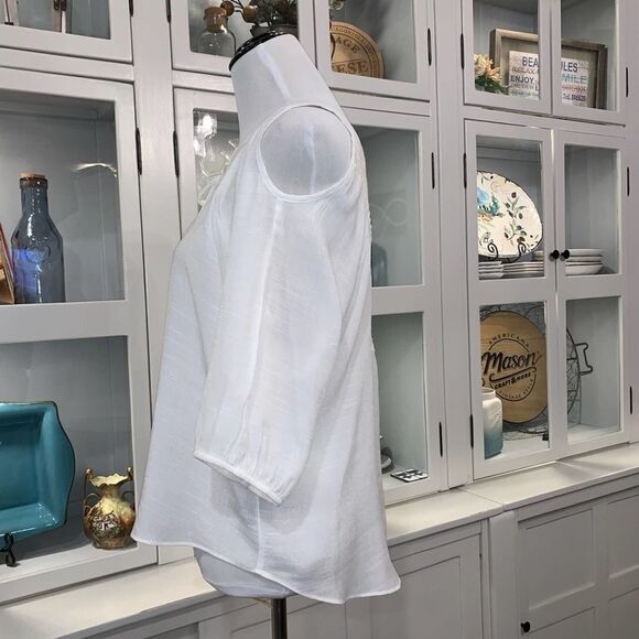 By&By Pleated Front-Cold Shoulder-Lace Back Top - Picture 2 of 5